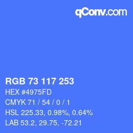 カラーコード: RGB 73 117 253 | qconv.com