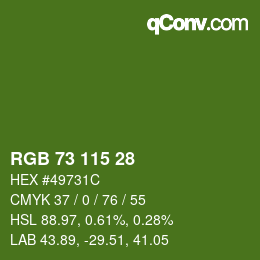 Color code: RGB 73 115 28 | qconv.com