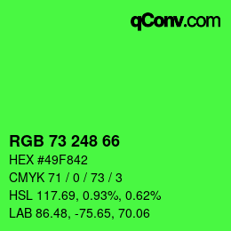 Code couleur: RGB 73 248 66 | qconv.com