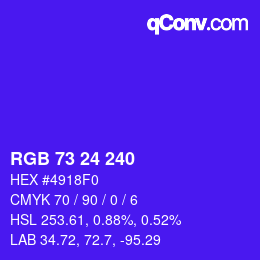 Code couleur: RGB 73 24 240 | qconv.com