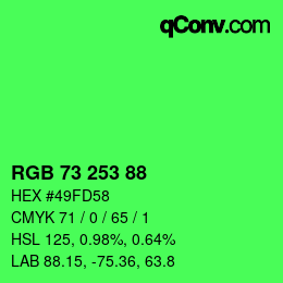 Code couleur: RGB 73 253 88 | qconv.com