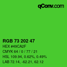 Color code: RGB 73 202 47 | qconv.com