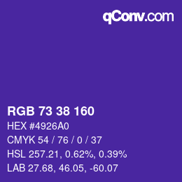 カラーコード: RGB 73 38 160 | qconv.com