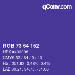 Code couleur: RGB 73 54 152 | qconv.com