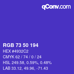 Color code: RGB 73 50 194 | qconv.com