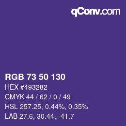 Código de color: RGB 73 50 130 | qconv.com