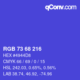 Code couleur: RGB 73 68 216 | qconv.com