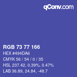 カラーコード: RGB 73 77 166 | qconv.com