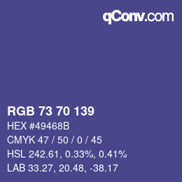 Code couleur: RGB 73 70 139 | qconv.com