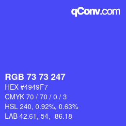 Color code: RGB 73 73 247 | qconv.com