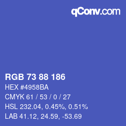 Farbcode: RGB 73 88 186 | qconv.com