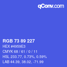 カラーコード: RGB 73 89 227 | qconv.com