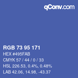 Color code: RGB 73 95 171 | qconv.com