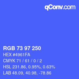 Color code: RGB 73 97 250 | qconv.com