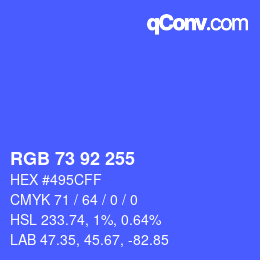 Code couleur: RGB 73 92 255 | qconv.com