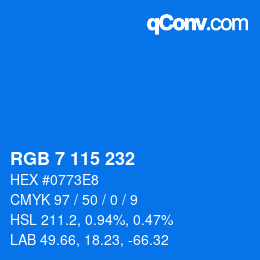 カラーコード: RGB 7 115 232 | qconv.com