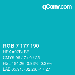 Código de color: RGB 7 177 190 | qconv.com