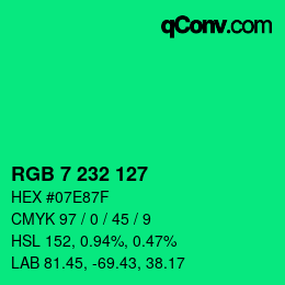 Código de color: RGB 7 232 127 | qconv.com