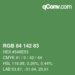 Color code: RGB 84 142 83 | qconv.com