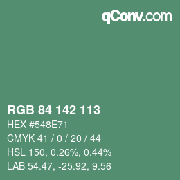 Color code: RGB 84 142 113 | qconv.com