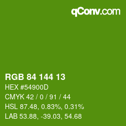 Code couleur: RGB 84 144 13 | qconv.com