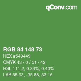 Color code: RGB 84 148 73 | qconv.com