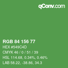 Color code: RGB 84 156 77 | qconv.com