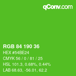 Código de color: RGB 84 190 36 | qconv.com