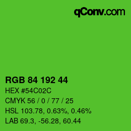 Code couleur: RGB 84 192 44 | qconv.com