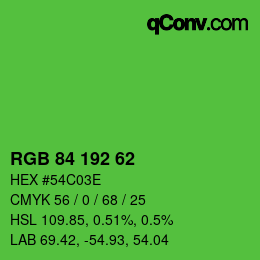 Color code: RGB 84 192 62 | qconv.com