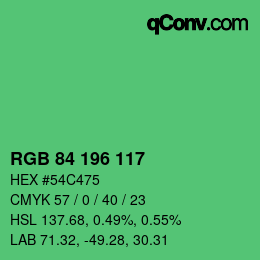 Código de color: RGB 84 196 117 | qconv.com