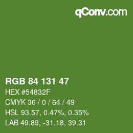 Código de color: RGB 84 131 47 | qconv.com