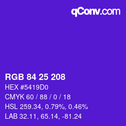 Farbcode: RGB 84 25 208 | qconv.com