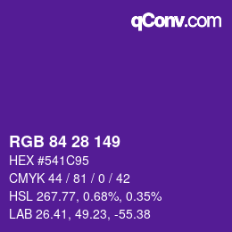 Color code: RGB 84 28 149 | qconv.com