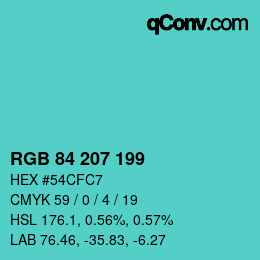 Código de color: RGB 84 207 199 | qconv.com