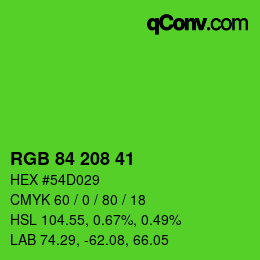 カラーコード: RGB 84 208 41 | qconv.com