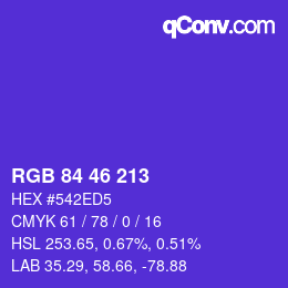 Code couleur: RGB 84 46 213 | qconv.com