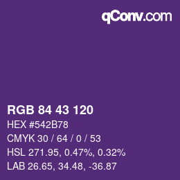 Color code: RGB 84 43 120 | qconv.com