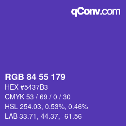 Farbcode: RGB 84 55 179 | qconv.com