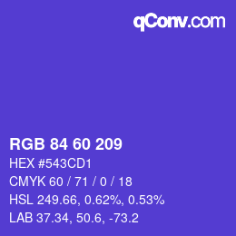 Code couleur: RGB 84 60 209 | qconv.com