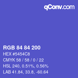 Code couleur: RGB 84 84 200 | qconv.com