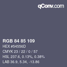 Código de color: RGB 84 85 109 | qconv.com