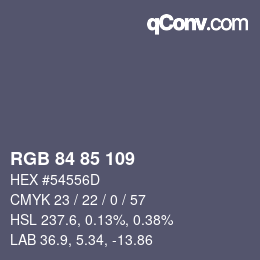 Código de color: RGB 84 85 109 | qconv.com