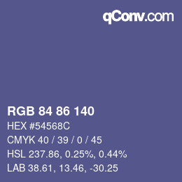 Code couleur: RGB 84 86 140 | qconv.com