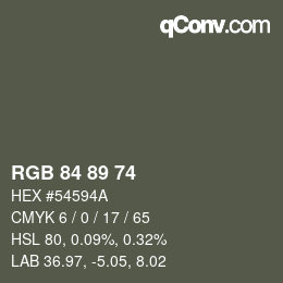 カラーコード: RGB 84 89 74 | qconv.com