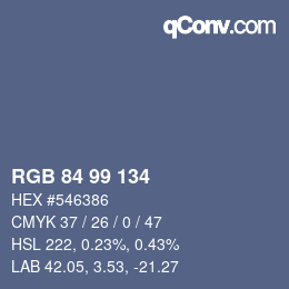 Color code: RGB 84 99 134 | qconv.com