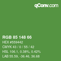 Code couleur: RGB 85 148 66 | qconv.com