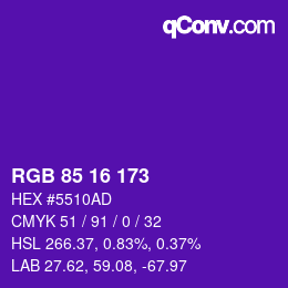 Código de color: RGB 85 16 173 | qconv.com