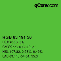 Color code: RGB 85 191 58 | qconv.com