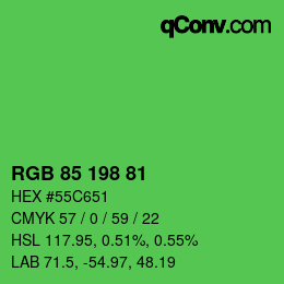 Code couleur: RGB 85 198 81 | qconv.com